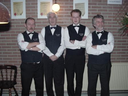 2003 BC Stokkers 3 divisie met vlnr Bennie, Jaap, Raymond en Wim