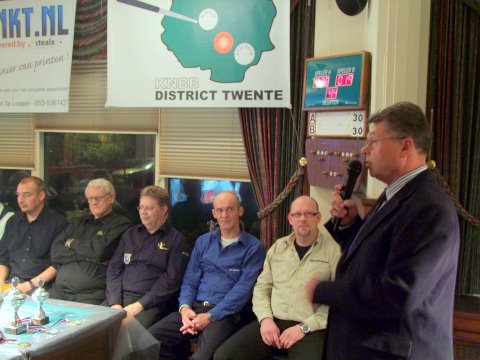 De finalisten, met rechts de winnaar Jeroen Moelard