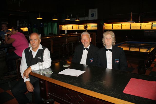 Een drietal arbiters vlnr Jan Fred en Thea