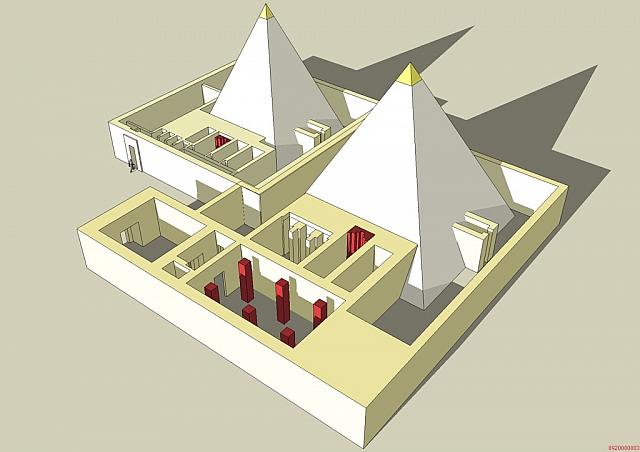 Schematische weergave van de piramiden van Khuit II en Iput I